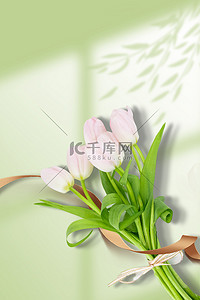 早春新品背景图片_促销海报绿色鲜花