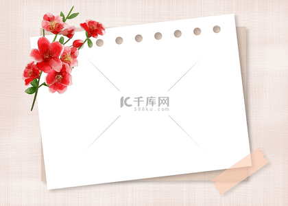 红色鲜花花束背景图片_花卉金线边框红色鲜花纸张背景