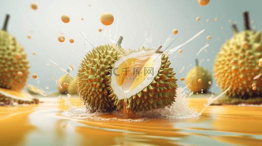 泰国进口奶香榴莲背景图片_黄色创意榴莲水果
