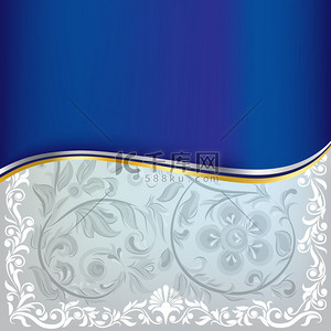 风格化的叶子背景图片_在白色背景上的抽象蓝色花卉装饰