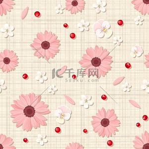 无缝模式与粉红色和白色的花朵上被解职。矢量 eps-10.
