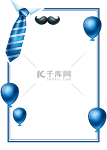 蓝色字边框背景图片_台湾父亲节蓝色卡通边框