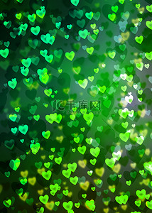 爱心装饰图形背景图片_光效爱心绿色发光背景