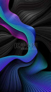 矢量艺术中3D波浪形条纹的抽象背景，适用于移动屏幕、电话桌面、登陆页、 UI / UX和墙纸.