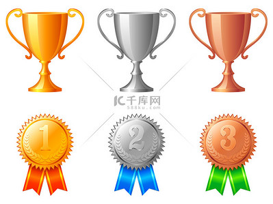 icon线上背景图片_奖杯和奖牌.