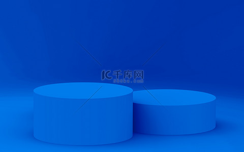 图解背景图片_3D蓝色圆筒讲台最小工作室背景。摘要三维几何形体图解绘制.技术产品的展示.
