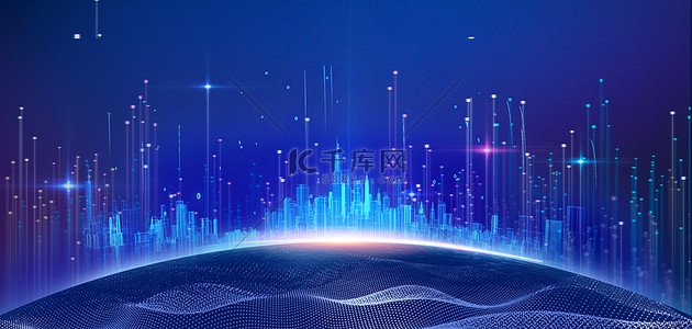 未来城市背景图片_智慧城市建筑群蓝色科技风未来科技
