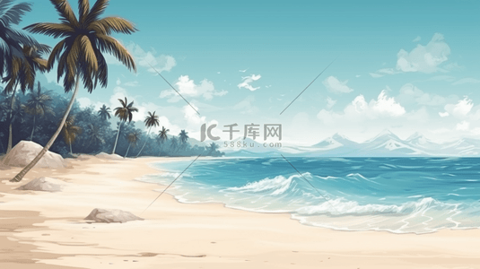 浪漫海岸背景图片_创意蓝色系沙滩背景