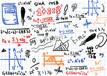 彩色涂鸦字体教育数学公式背景