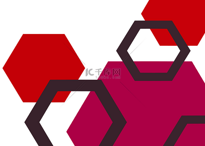 简单几何背景图背景图片_红色商务背景红色六边形几何背景