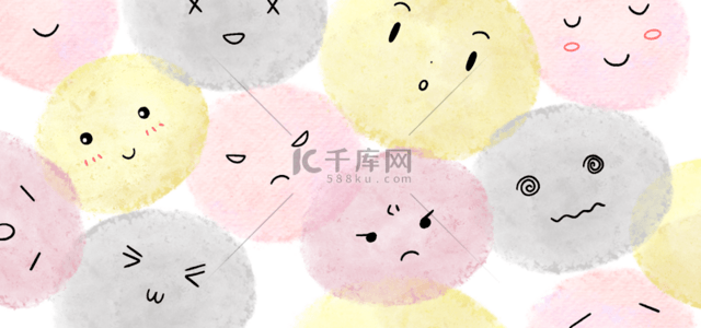 油炸圈饼背景图片_表情圆形可爱水彩粉色黄色背景