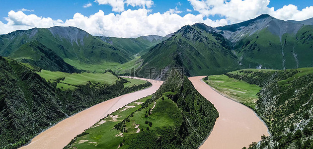 长江马蹄湾简约风景山川河流