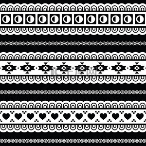 部落图案背景图片_无缝的部落图案，阿兹台克黑色和白色背景