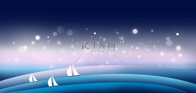 公司风格背景图片_商务帆船光圈蓝色商务风格背景
