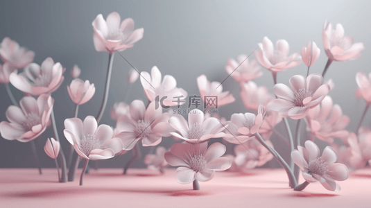 3D立体花朵花装饰背景粉色