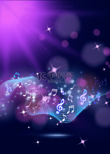 音乐会线条背景图片_紫色创意线条闪光音符