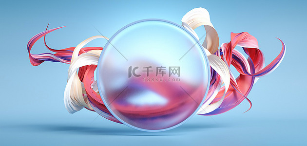 玻璃几何抽象立体蓝色c4d