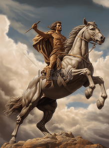 征途勇敢背景图片_古代强壮勇敢英雄人物骏马