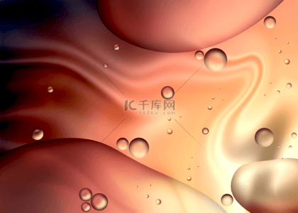 油水混合气泡抽象纹理橙色背景