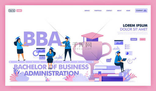 工商管理学士（英语：Bba或bachelor of Business Administration）是一个商业和经济学的大学课程，人们学习获得工商管理硕士（英语：degree master of business administration） 。 平面插图矢量设计、营销、促销、广告、文档、广告