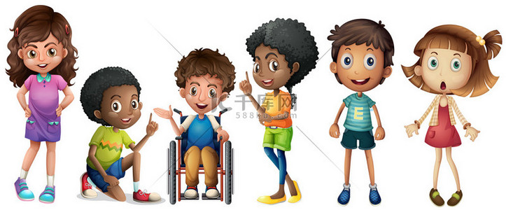 轮椅设计背景图片_一群孩子