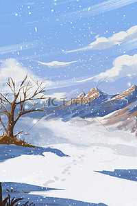 雪地雪景背景图片_冬季背景雪地天空