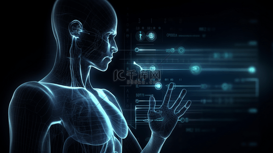 科技人体背景图片_科技医疗X光检查