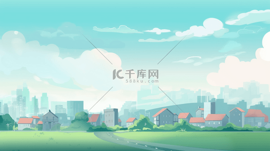 冰雪产品场景背景图片_创意彩色卡通城市农村场景图