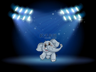 聚光灯下的舞台背景图片_在聚光灯下在舞台上跳舞的大象