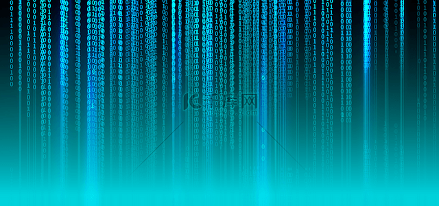 计算机二进制背景图片_二进制下降代码发光蓝色抽象背景