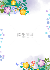 夏季明信片背景图片_浅紫色彩色花朵背景