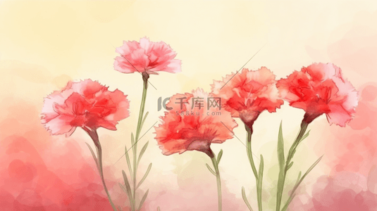 粉色小清新植物背景图片_粉色植物简约自然水彩质感花朵