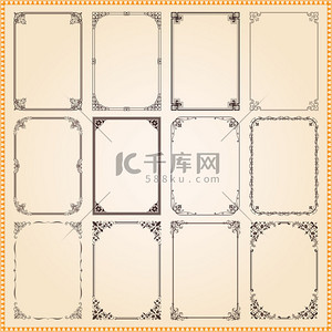 border背景图片_Decorative frames and borders set vector