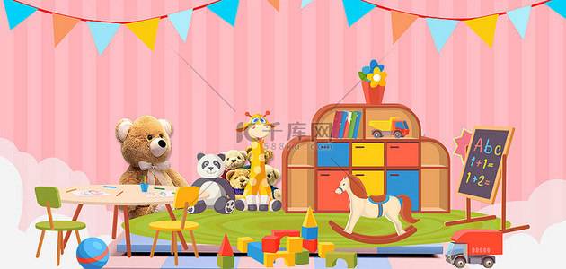 儿童节快乐背景图片_卡通六一玩具背景
