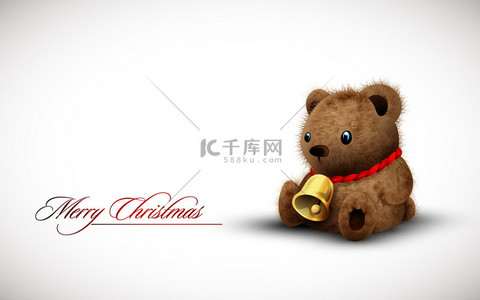 product背景图片_Teddy Bear wearing a Golden Bell as Necklace wishes you a Merry