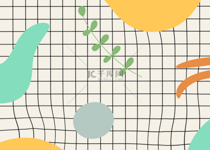 季度工作规划背景图片_彩色植物叶子扭曲抽象格子背景