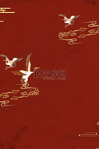 红色中国风仙鹤背景图片_简约中国风仙鹤红色中国风背景