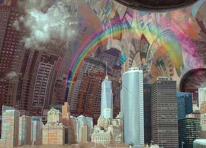 纽约-曼哈顿景观-超现实艺术