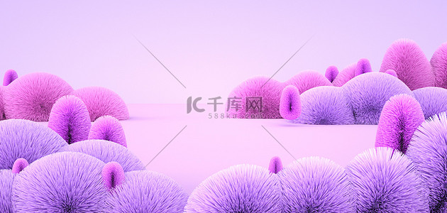 c4d紫色背景图片_毛绒c4d紫色渐变毛绒场景