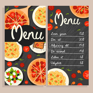 菜单背景图片_多彩的意大利餐厅菜单模板