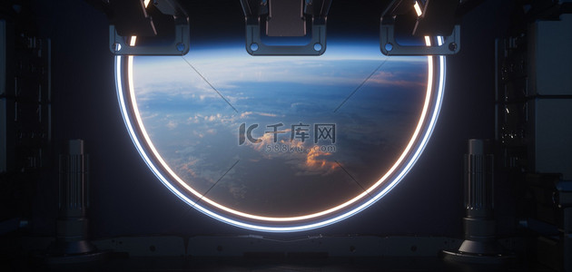 蓝色科幻地球背景图片_科幻太空宇宙蓝色C4D背景