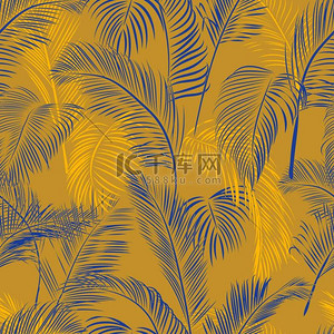 棕榈背景背景图片_无缝的热带图案