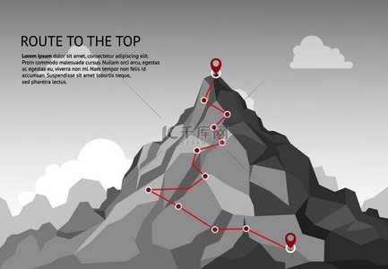山区路线信息图旅程挑战路径商业目标职业成长成功攀登使命山脉路径步进矢量概念山区路线信息图旅程挑战路径商业目标职业成长成功攀登使命山