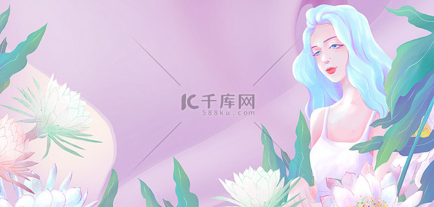紫色花朵背景背景图片_妇女节卡通女性紫色手绘背景