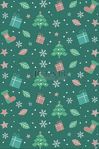 礼物圣诞袜背景图片_圣诞节礼物铃铛绿色底纹