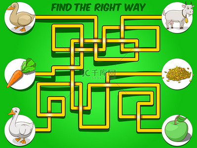 游戏应用背景图片_游戏迷宫找到食物矢量方式动物