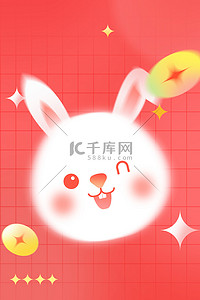 弥散兔子背景图片_春节兔子红色