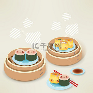 可爱的 dim sum-中国食品