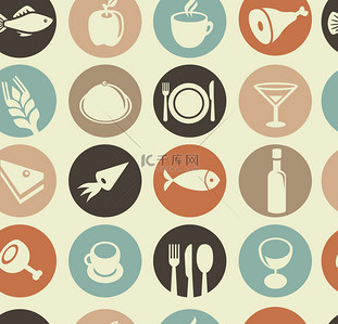 红酒底纹背景图片_与的餐厅和食物图标模式
