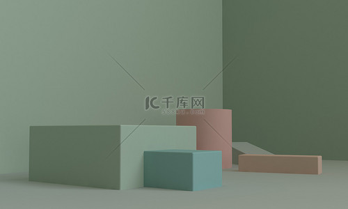 c4d极简背景图片_极简主义几何抽象背景，柔和颜色，3D渲染.